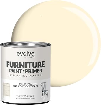 EVOLVE Chalk Paint for Furniture, Cottonwood, 1-Pack Quart No Sand or Primer Needed, UltraMatte Finish, Smooth Coverage, Low VOC, Easy to Distress for DIY Projects