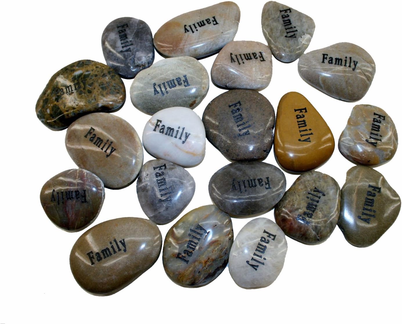 OEN Wholesale Inspirational Word River Stones Etched Bulk Lot 40pcs Big Stones Family