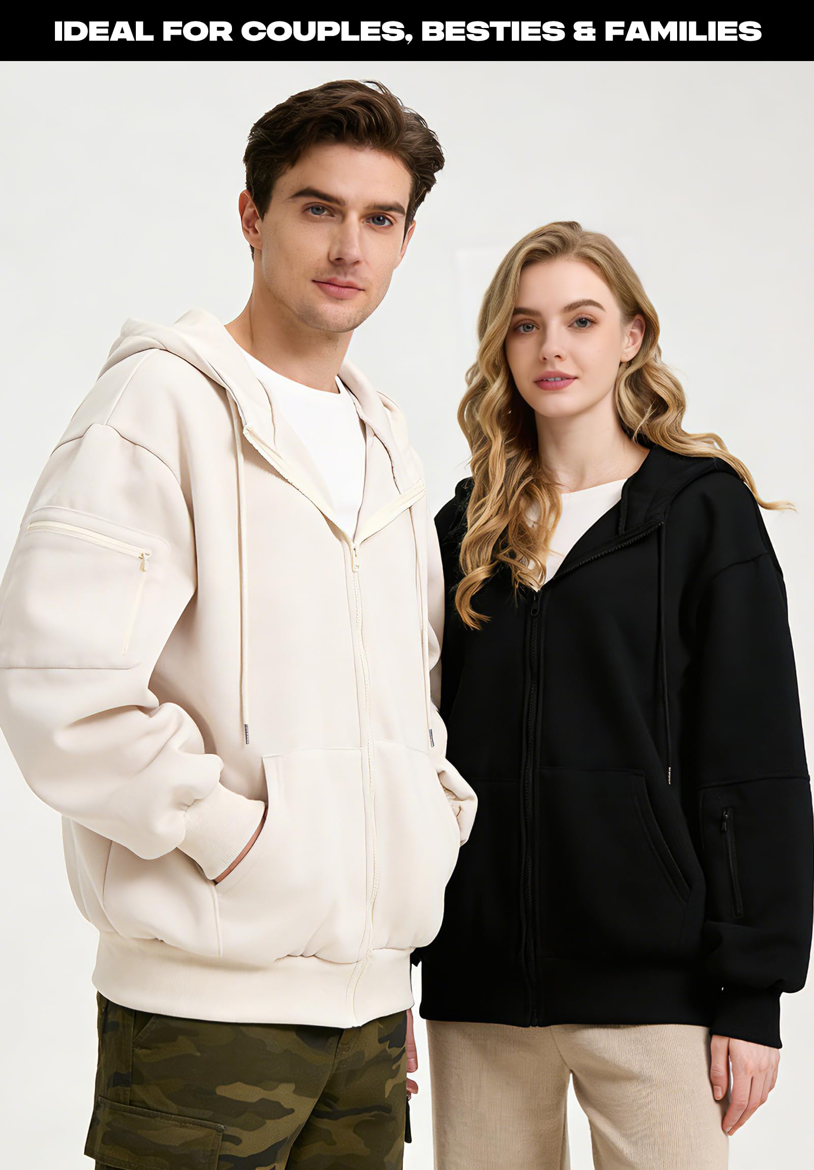 Felpa Zip Donna Uomo con Cappuccio Mascherina per Occhi Integrata | Giacca Pile Oversize Casual per Viaggi e Quotidiano Invernale Moda Sportiva Hoodie Manica Lunga Sweatshirt Aperto Tasche