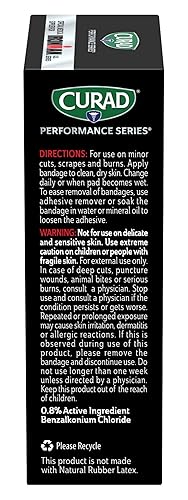 Miniatura 5 de Curad Performance Series Ironman - Vendajes antibacterianos para dedos y nudillos, tecnología adhesiva de sujeción extrema, vendajes de tela, 20