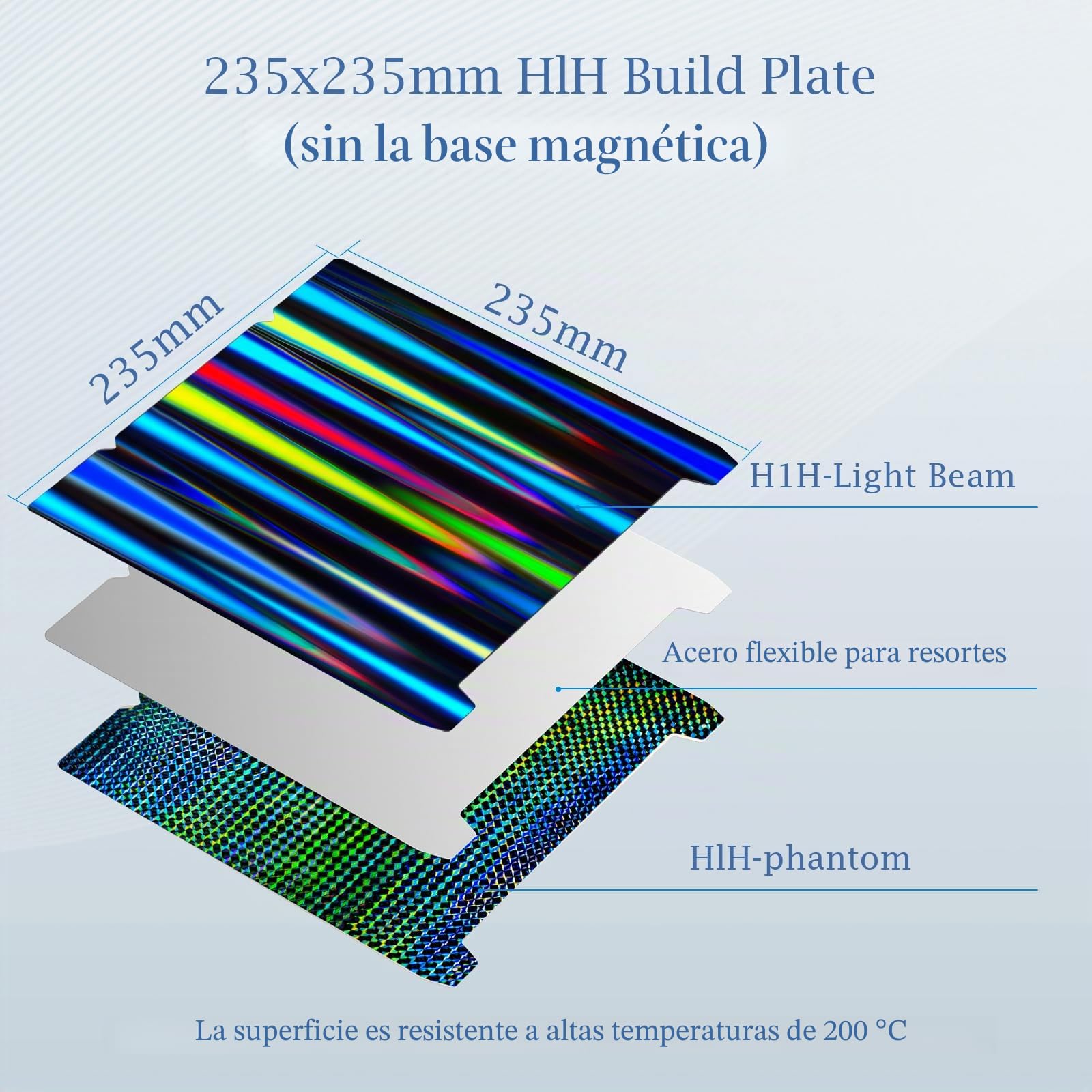 H1H - Placa de construcción para Creality K1 K1C, plataformas 235 x 235 mm para Ender 3 S1/Pro, Ender 5 S1, Ender 3 V3 KE/SE, cama de impresión de acero con resorte sin base magnética
