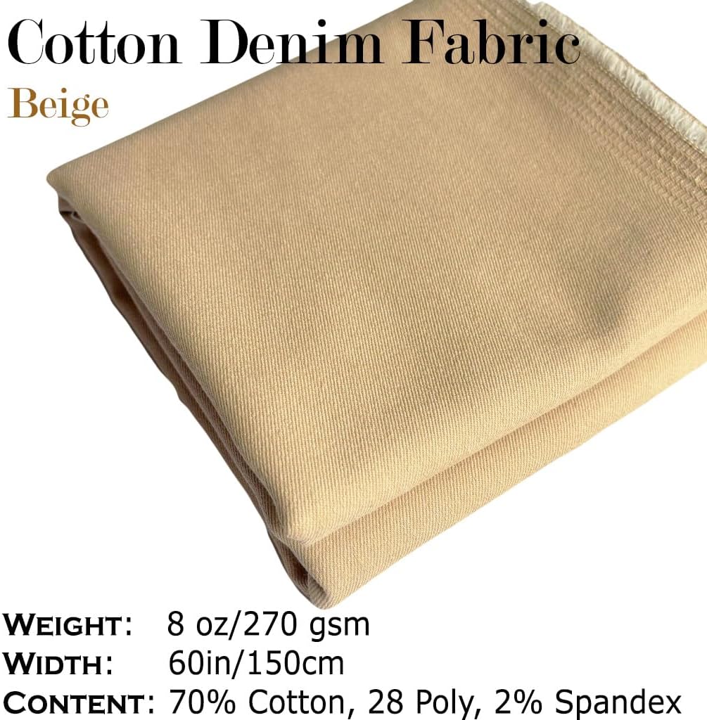 Beige Denim Fabric, Yard, oz, Stretch, Cotton Maldives Ubuy