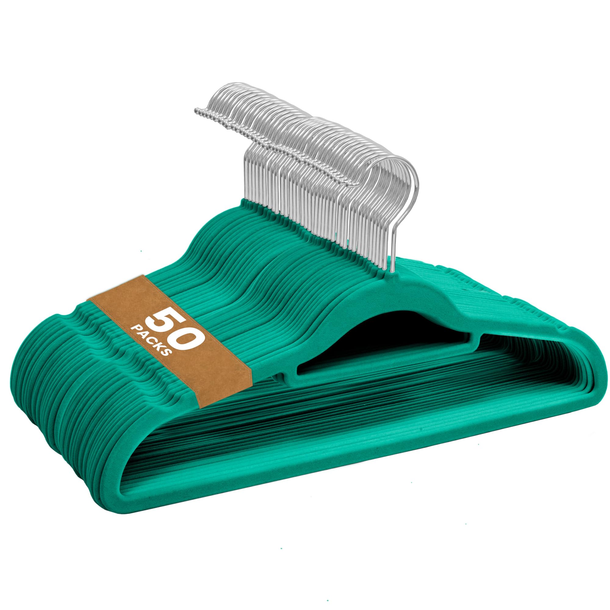 Sasha Morel 50 Pack Velvet Hangers | Non Slip Velvet Hangers For Clothes with Tie Organisers | Space Saving Hangers and 360° Swivel Hooks Wardrobe Storage Organiser