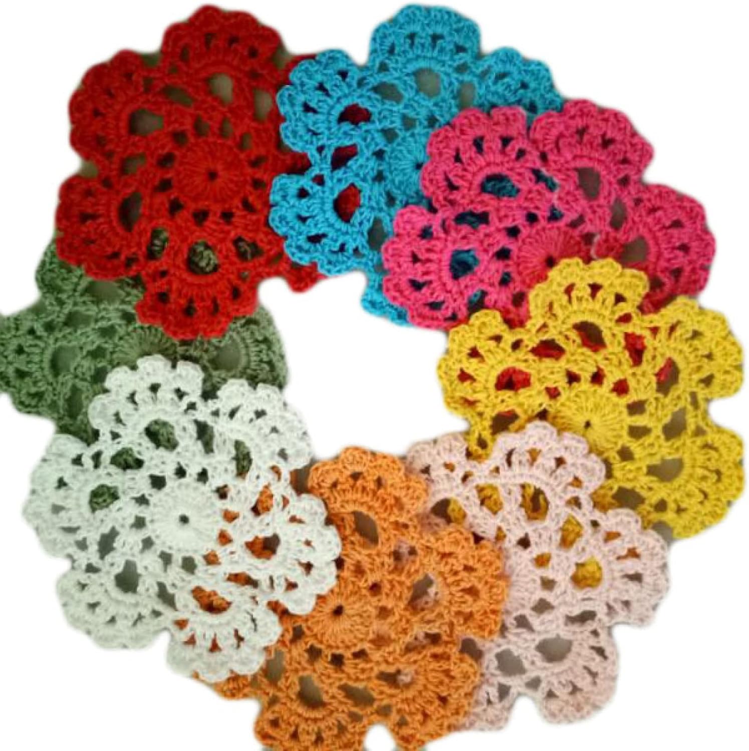 5 Pcs Round Cotton Lace Flower Cup Coaster Mug Kitchen Christmas Decor Cloth Crochet Tea Coffee Doily Dish Pad(Beige) (Beige 3.94 Inch)