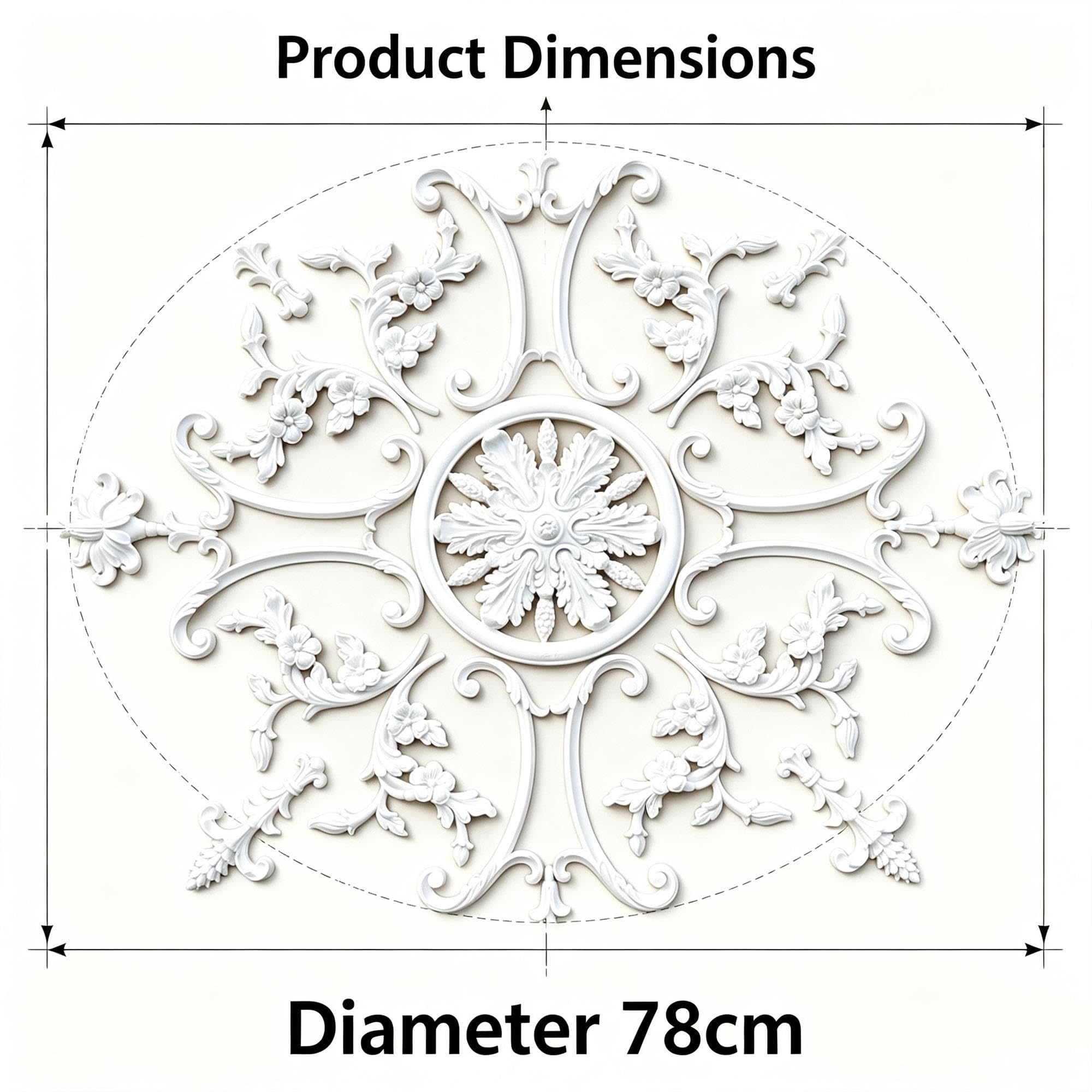 78cm Rosone Soffitto Polistirolo Moderno Decorativo Bianco