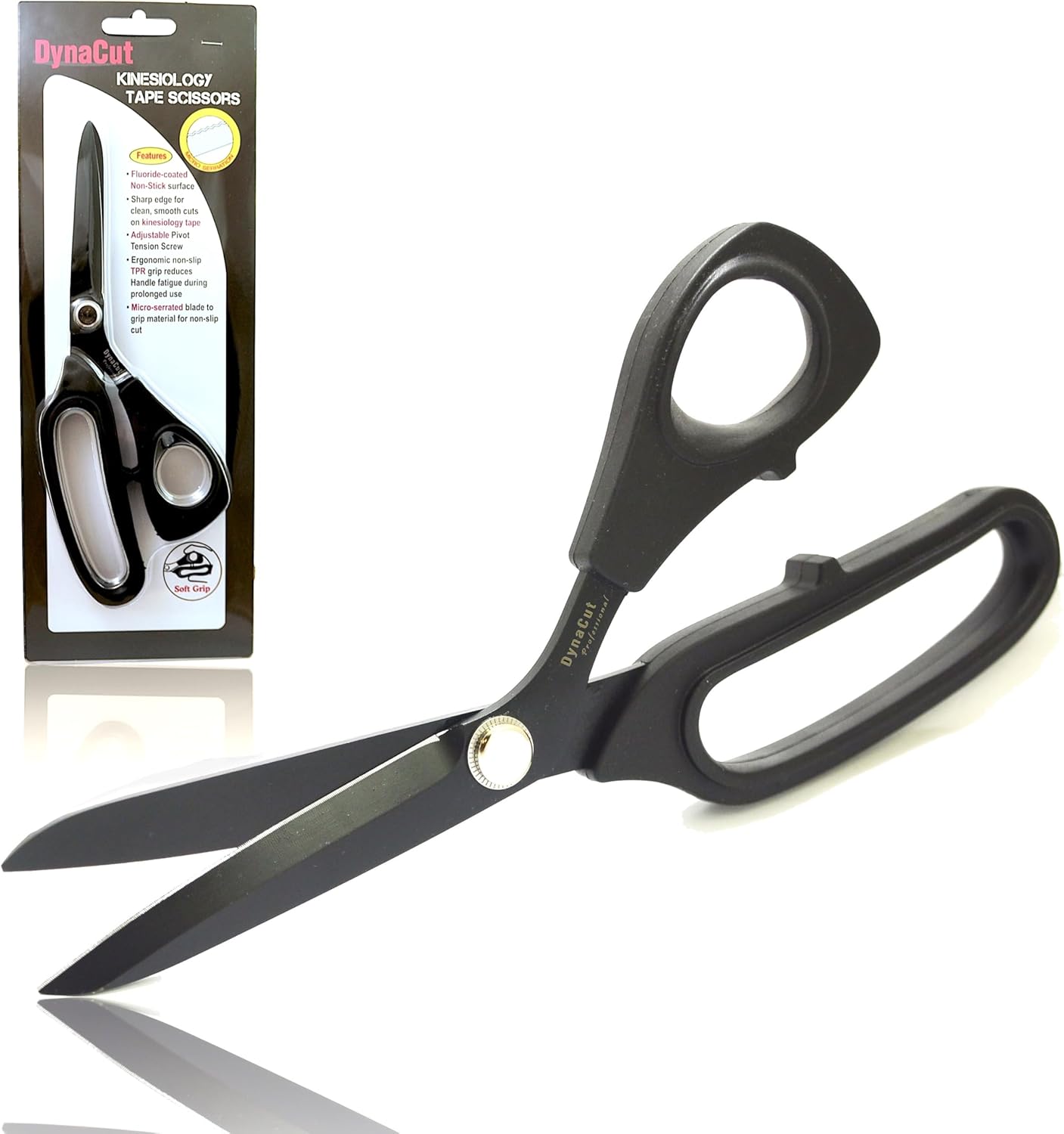 Kinesiology Tape Scissors Non-Stick Fluorine Coated Stainless Steel Blades, Ergonomic TPR Soft Grip – Precision Gum-Free Cutting for Sports Taping, Athletic, Medical Tape, and First Aid Use
