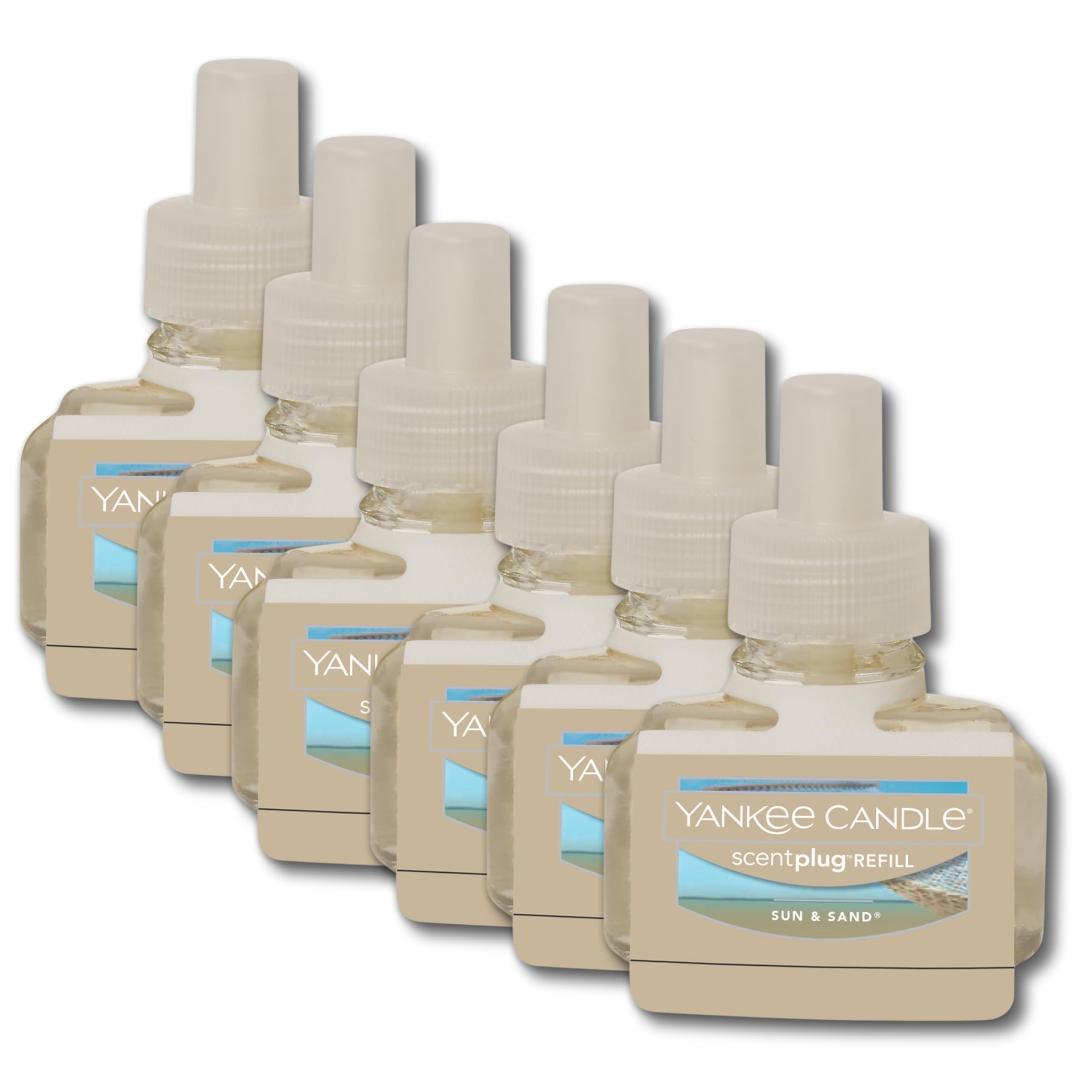 Yankee Candle ScentPlug Refill, Sun &amp; Sand Tropical Citrus &amp; Lavender, Home Air Freshener Plugin for Continuous Fragrance, Odor Neutralizing Scented Oil, 0.625 Ounce (Pack of 6)