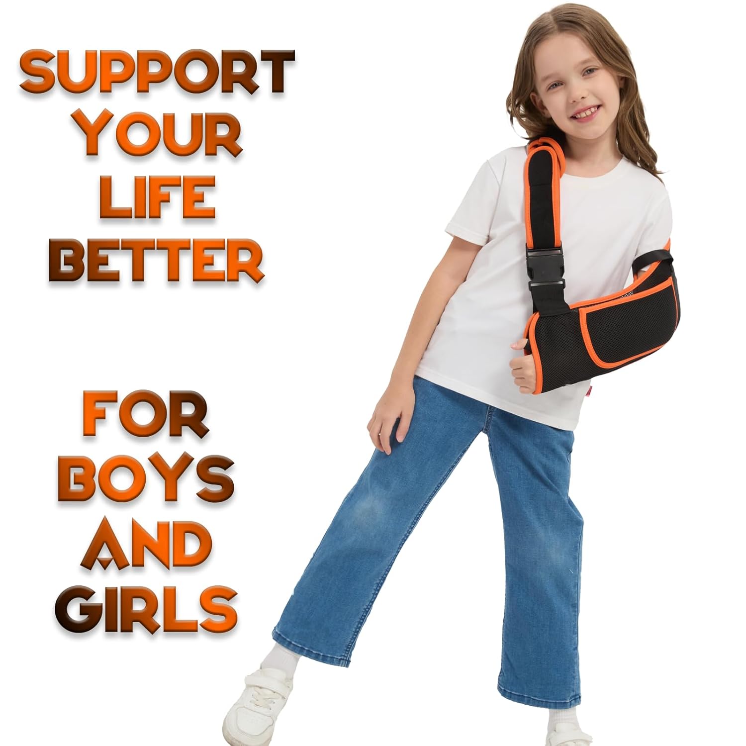 Arm Sling for Kids with Enhanced Size Adjustable Sling for Arm Support, Elbow Wrist Left Right Arm Sling with Buckle Design (Small) - Image 4