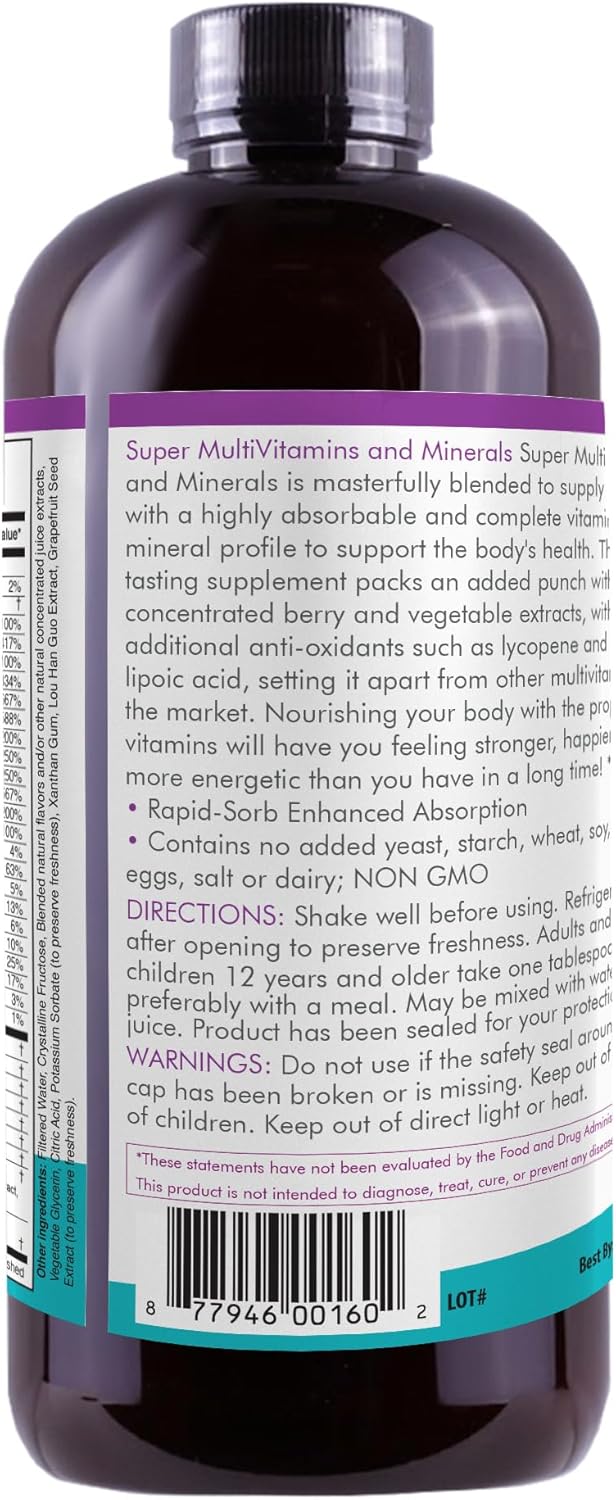 Life Solutions Super Multivitamins and Minerals - High Potency Liquid Vitamins | Advanced Liquid Multivitamin Formula for Overall Health | Essential Multivitamin and Mineral Supplement 32 oz