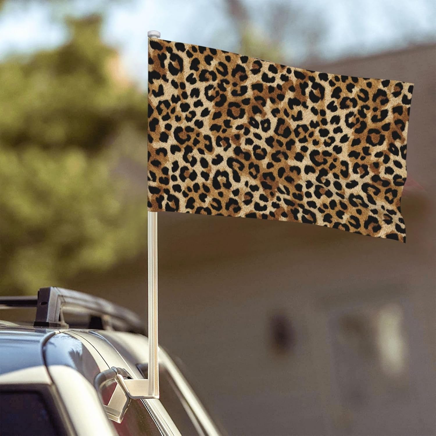 Modern Abstract Leopard Print Car Flag Outdoor Window Clip 12 X 18 Inch Double Side Car Decoration