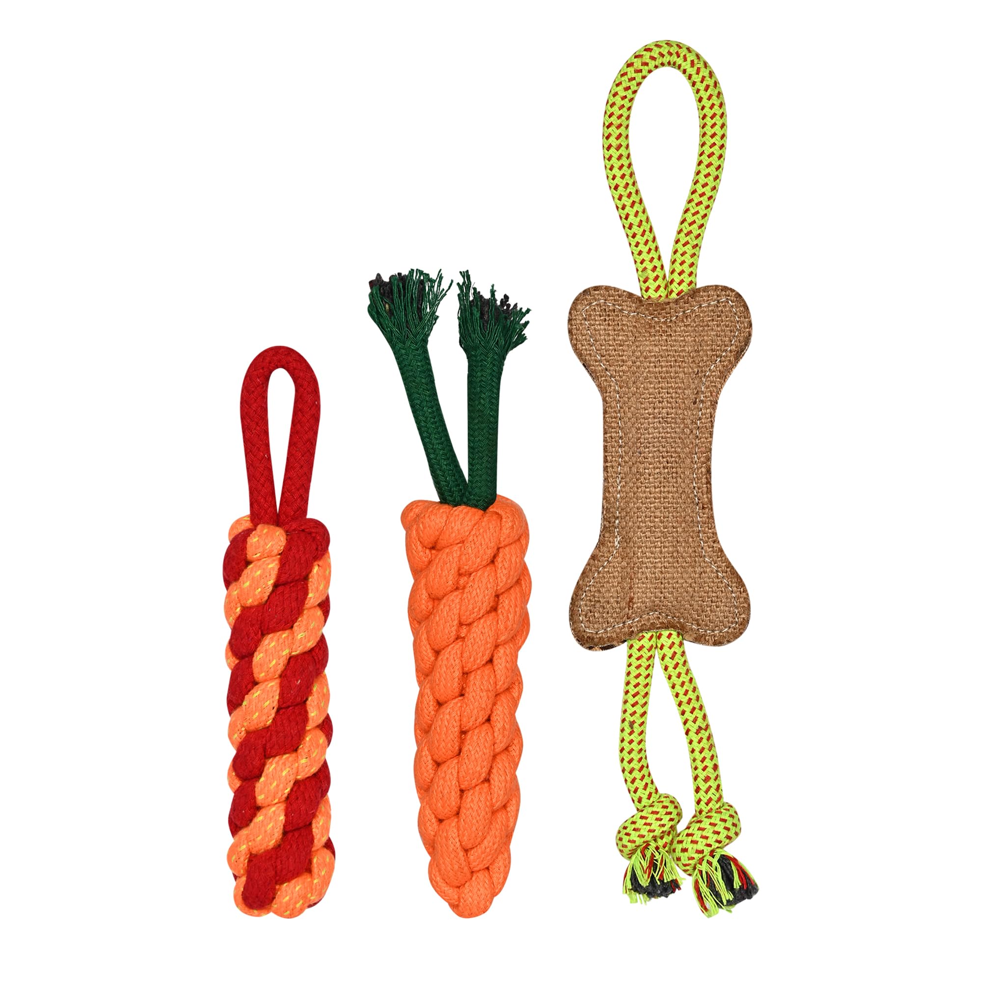 PECADO Dog Rope Toys - Dog Rope Dog Toys for Aggressive Chewers (Carrot Corn Rope)