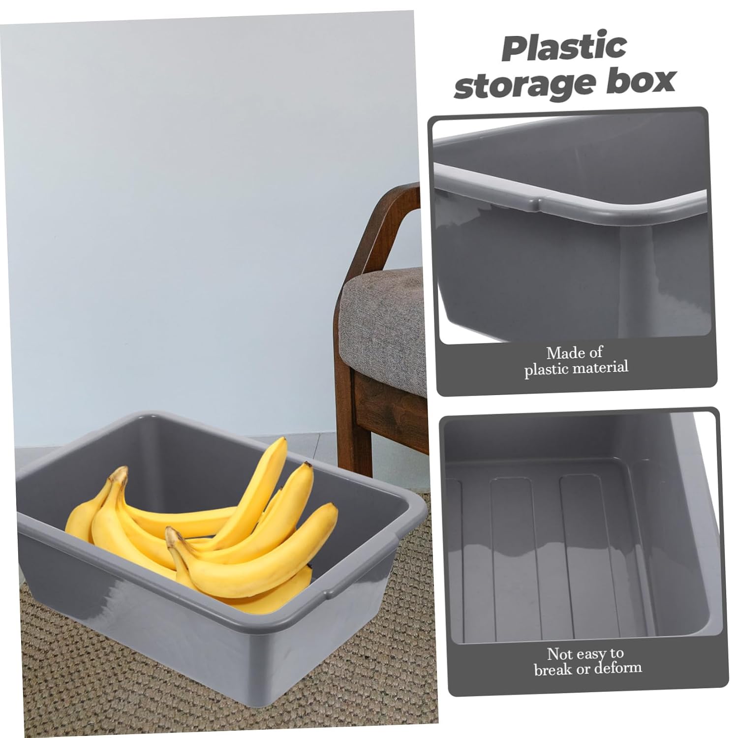 Outanaya Commercial Bus Tub Rectangular Plastic Washing Basin Handles Multipurpose Storage Bin for Kitchen Organization and Home Use