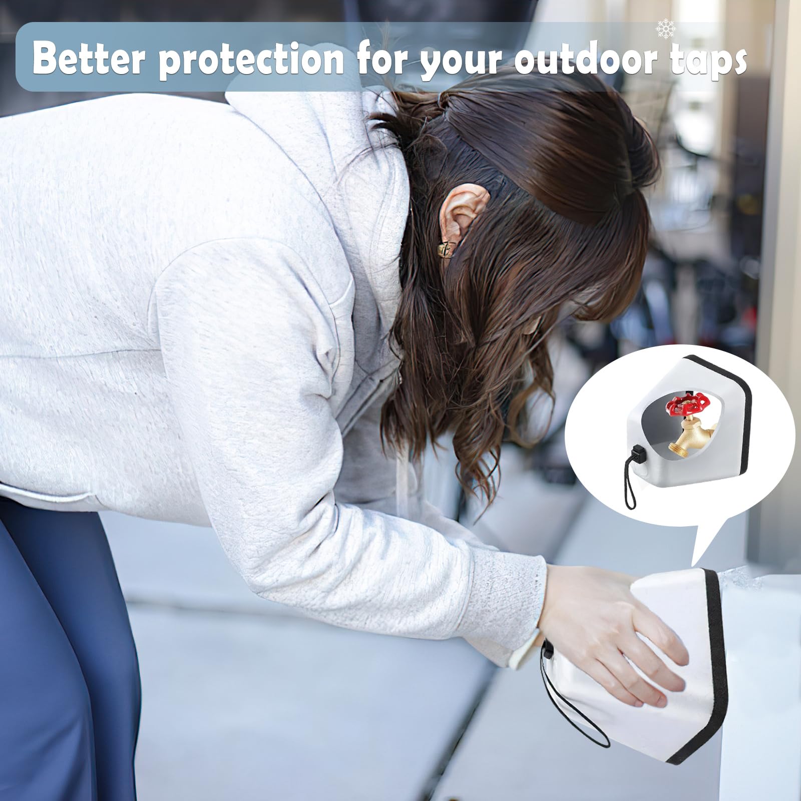 Protector Grifo Exterior para Invierno, Cubre Grifo Antihielo para Lluvia y Nieve