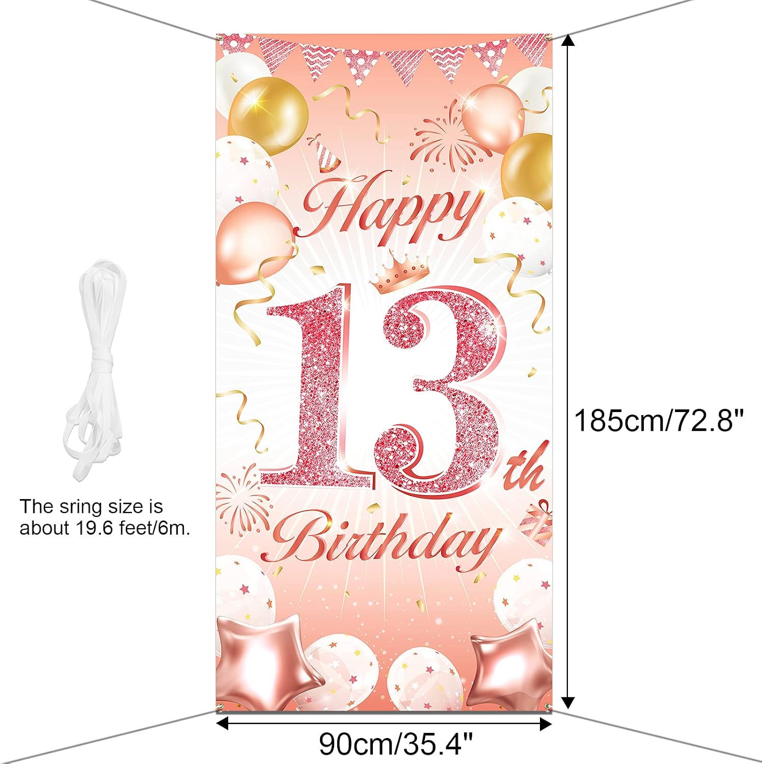 DPKOW Rose Gold 13th Birthday Party Decoration Girl - Image 3