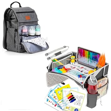 PILLANI Travel Bundle Kids Travel Tray & Diaper Bag