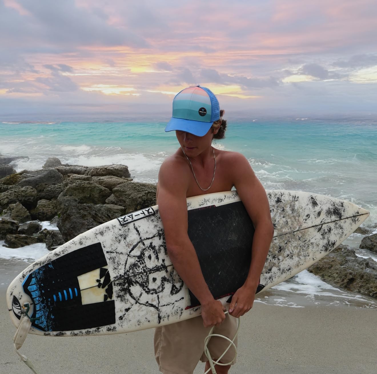 Beach Trucker Hats for Men | Women | Boys Girls Snapback Caps for Surfing Lightweight, Breathable | Curved Brim