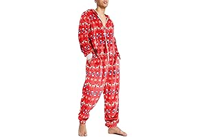 Ekouaer Men’s Christmas One Piece Pajamas, Fleece Onesie Pajama with Pockets S-XXL