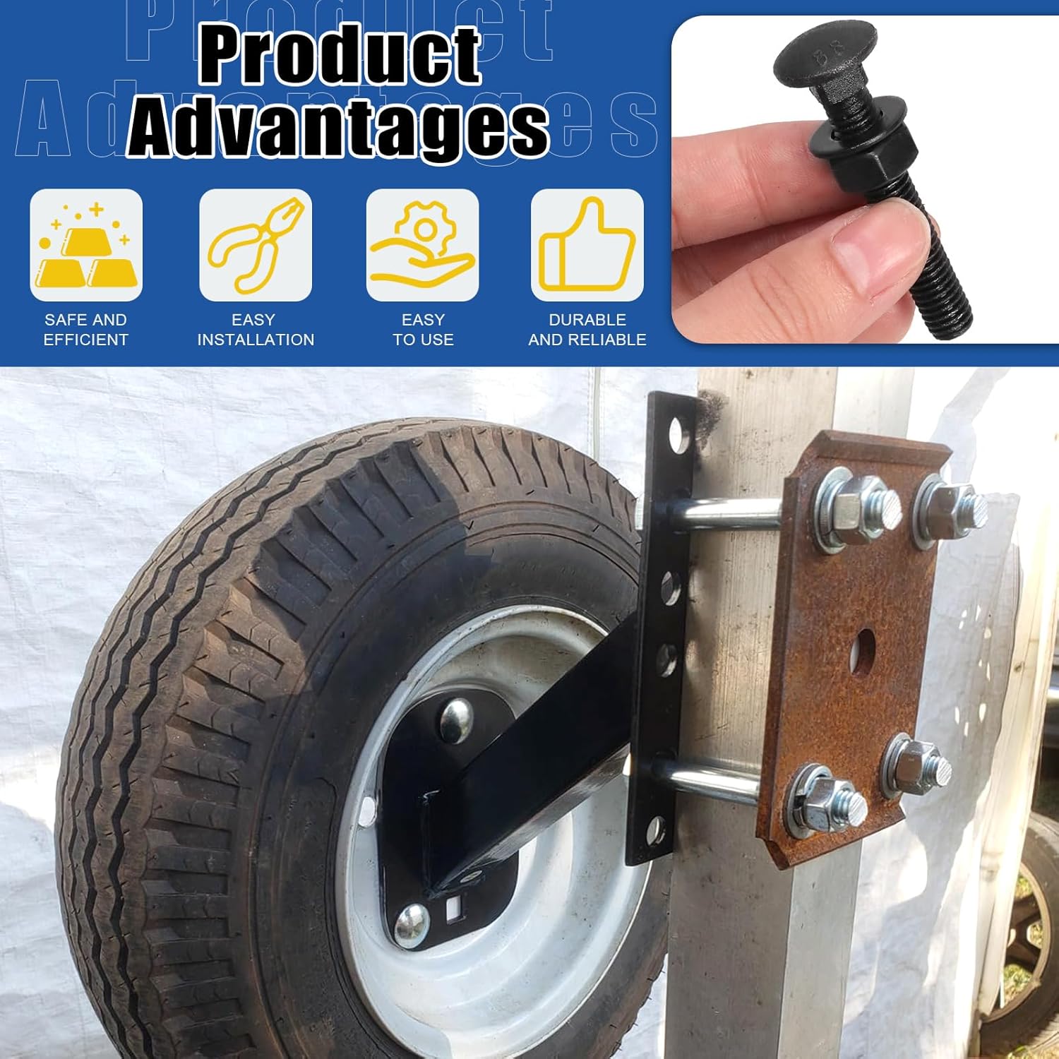 Glarks 60pcs M6 M8 M10 Carriage Bolts Screws, Round Head Square Neck Bolts, Square Neck Carriage Bolts Screws with Nuts and Washers for Machinery Industry