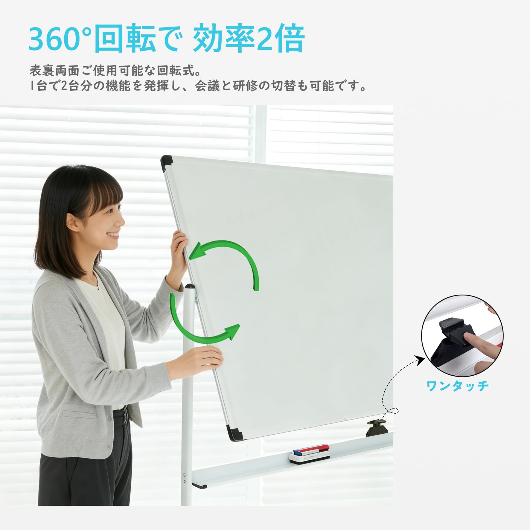 Amazon | A AIRLLEN お届け先法人 両面回転ホワイトボード キャスター 
