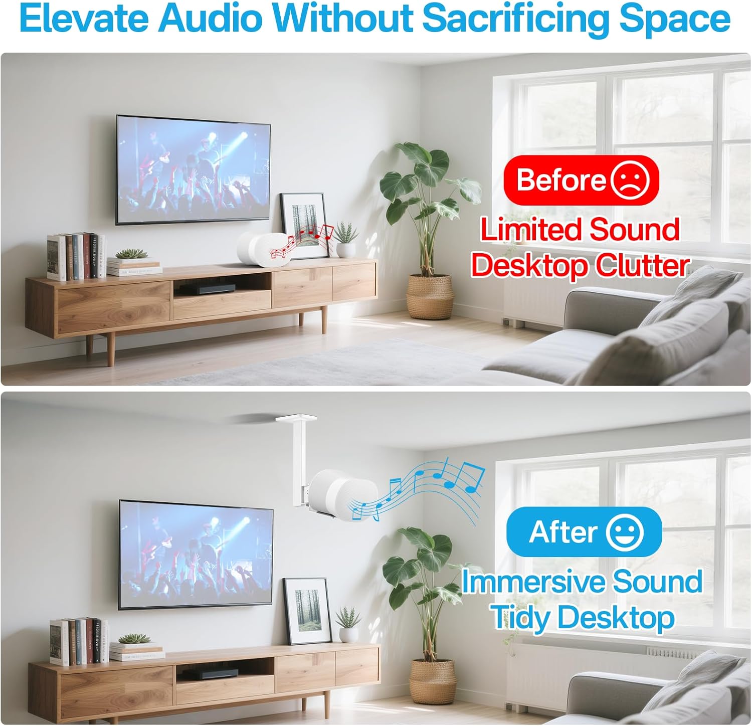 Swivel and Tilt Ceiling Speaker Mount for Sonos Era 300 Ceiling Mount White - Heavy Duty Speaker Ceiling Mount for Sonos Era 300 Mount Bracket to Enhance Audio Experience, White