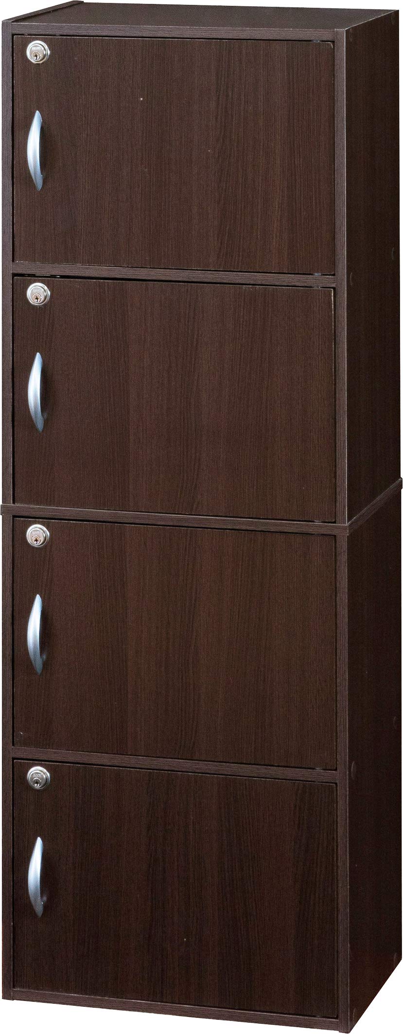 Amazon.co.jp: 本棚 棚 ラック シェルフ 収納ボックス 4段 鍵付き 扉