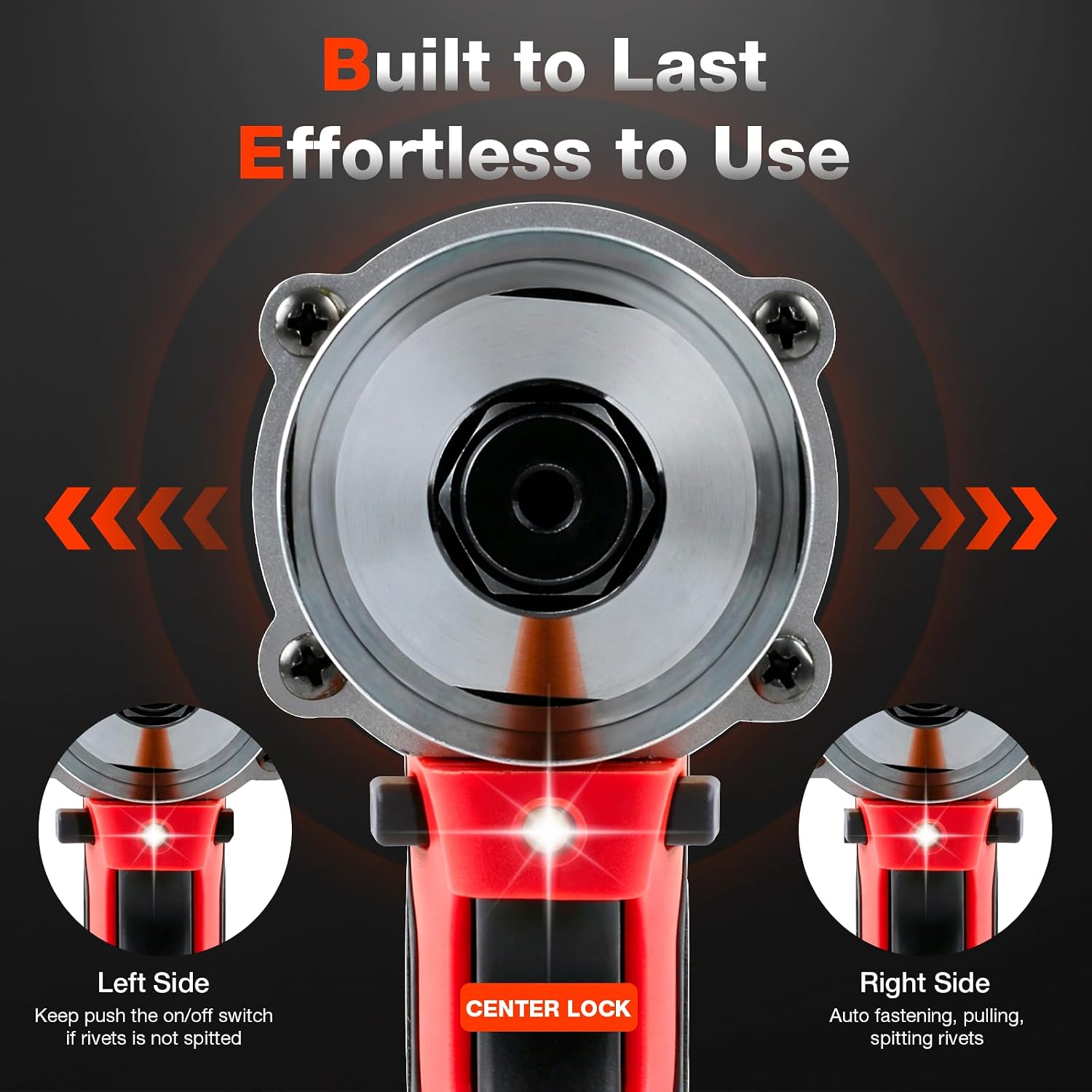 Cordless Rivet Gun Electric Compatible with Milwaukee 18V Battery(Only Tool), Brushless Pop Rivet Gun Kit for Stainless Steel & Aluminum Rivets 1/8'', 5/32'', 3/16", Blind Riveter Tool