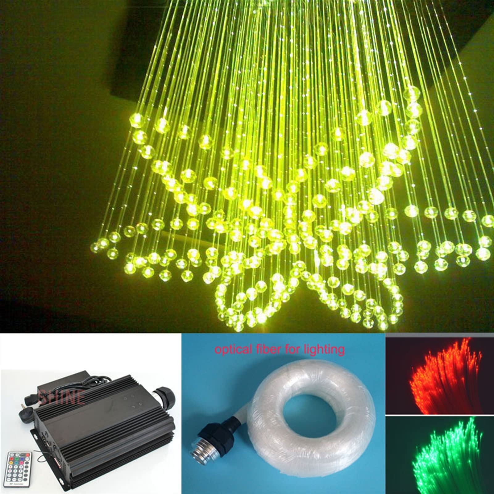 90W RGB LED Zestaw Światłowodowy Gwiazda Sufit Światła 0,75, 600pcs * 3M + 300Ppcs 2M Z 28key Pilota Do Lampie Sufitu Oświetlenie wnętrza samochodu