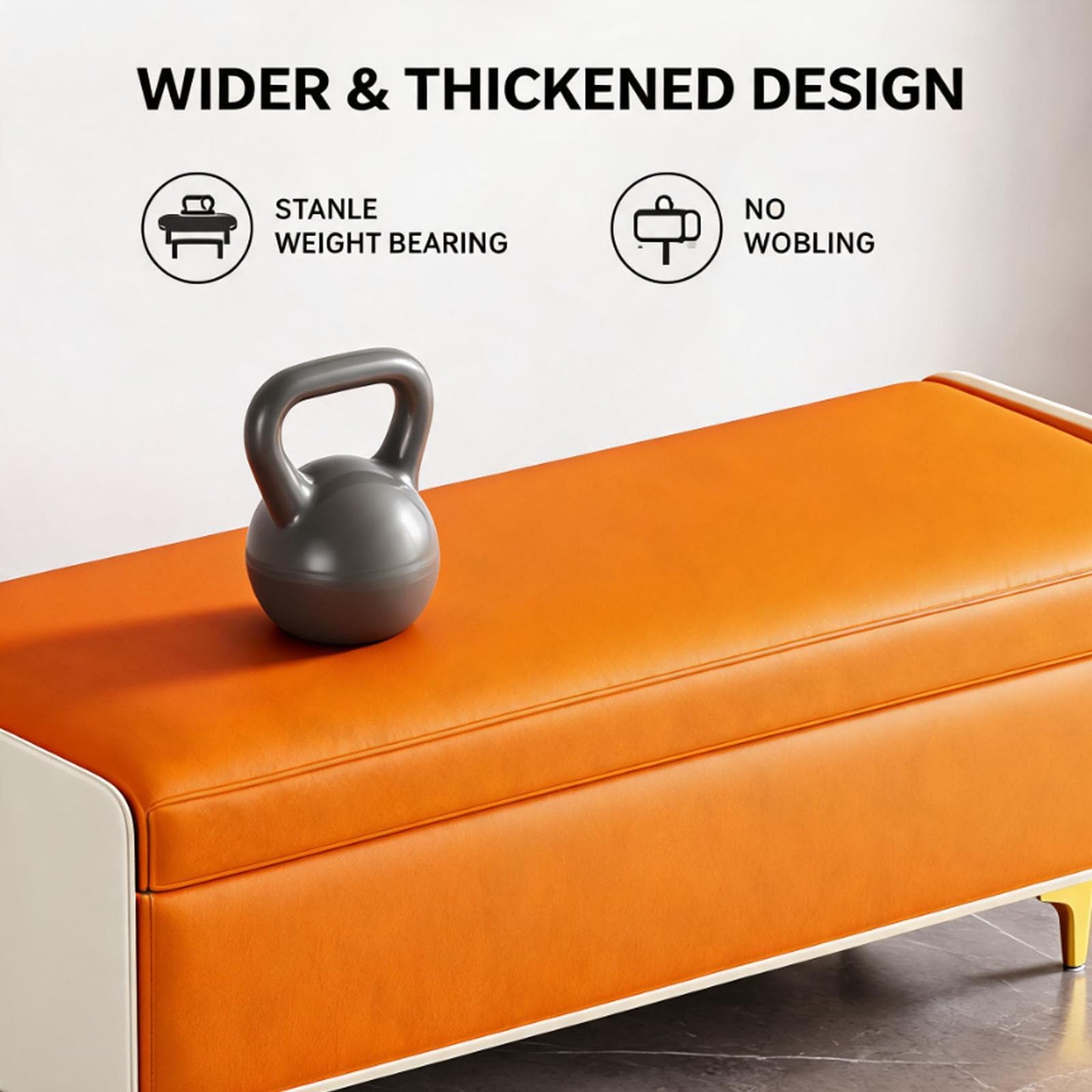 Panca Contenitore Elegante in Pelle, Cassapanca Fondo Letto con Telaio in Legno Massiccio e Gambe in Metallo, Pouf Portaoggetti per Camera da Letto, Soggiorno e Ingresso(C,120cm/47.2in)