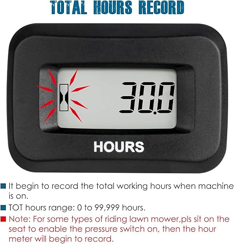 Miniatura 2 de Runleader Medidor digital de hora recordatorio de mantenimiento voltios CC de 5 V a 60 V para cortacésped ZTR generador de tractor carrito de golf