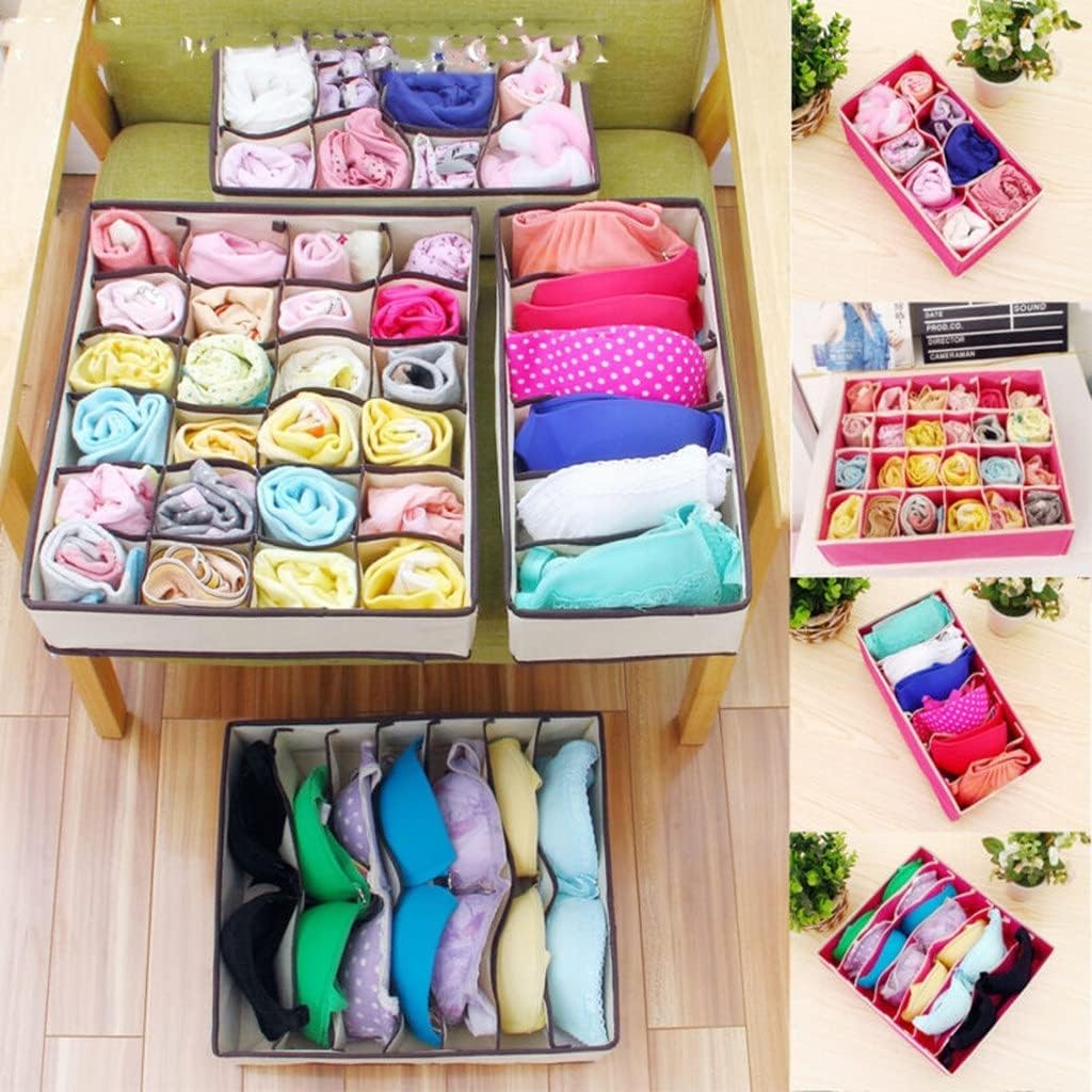 TsoLay Organisateurs de tiroirs Pliables pour sous-vêtements, séparateurs de Placard, Commode, boîte de Rangement pour sous-vêtements, Soutiens-Gorge, Chaussettes, Cravates, Foulards