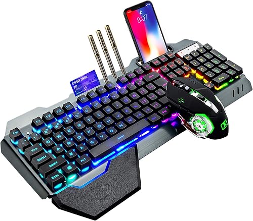 Teclado y mouse inalámbricos, juego de ratón y teclado recargables de arco iris