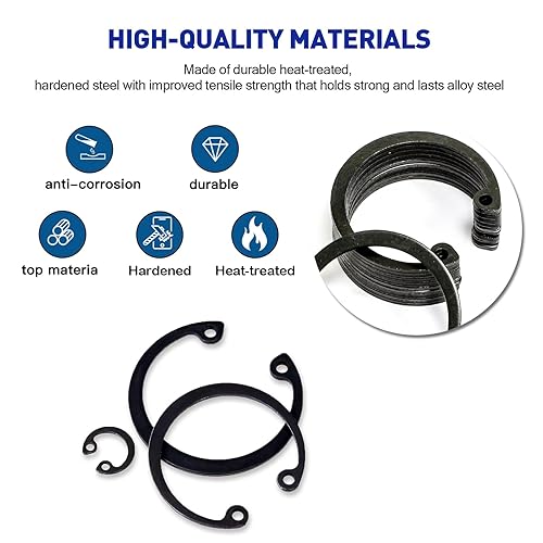 Miniatura 3 de Boatsea Juego surtido de 300 piezas de anillos de retención de clip de retención interno, anillo de presión interno de acero aleado, juego surtido