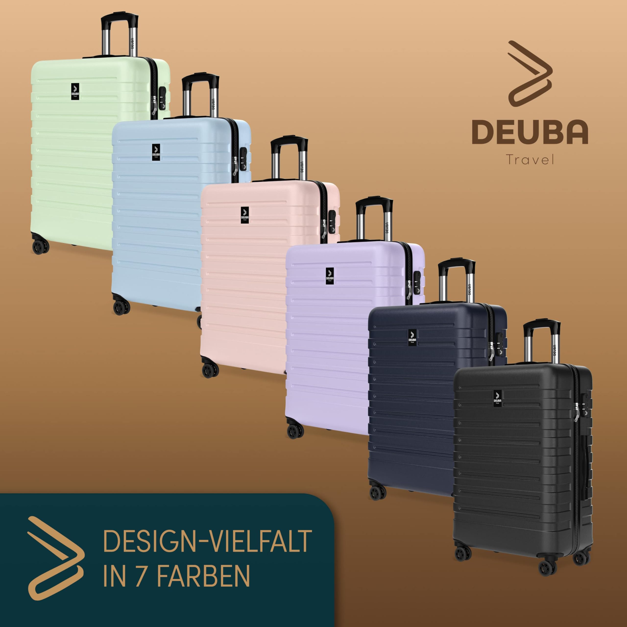 Deuba TRAVEL Set di Valigie Rigide 3 Pezzi M/L/XL con Valigia Rigida da Viaggio Grande con Rotelle a 360° Bagaglio a Mano Trolley in Materiale ABS