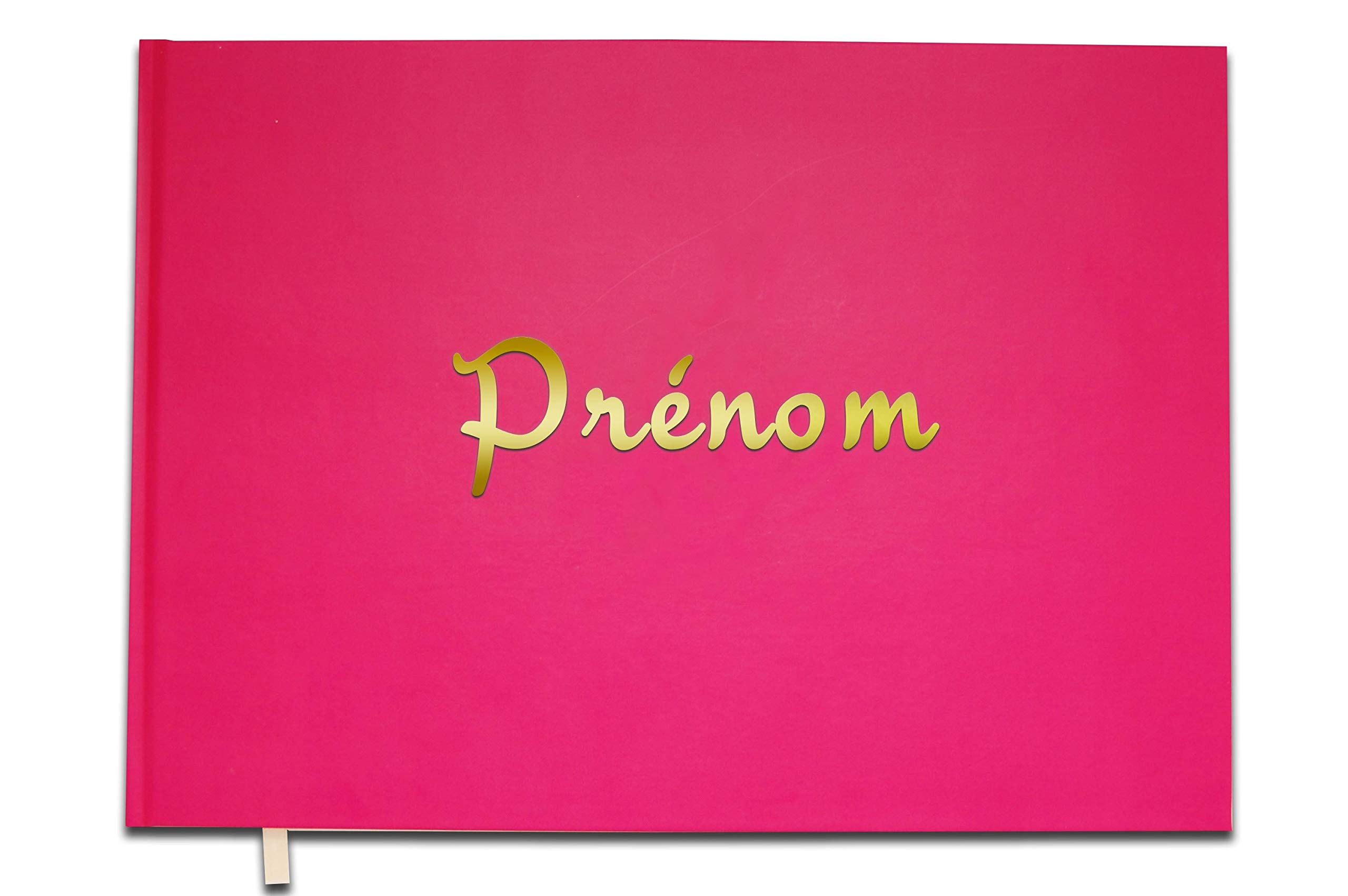 UTTSCHEID Livre d'or Prénom personnalisé - Anniversaire, Souvenir, Cadeau - Lettres chromées ou dorées - 100 Pages - Qualité Premium - Rose Macaron