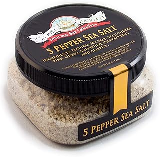 5 Pepper Sea Salt - All-Natural Sea Salt and Pepper Blend - No Gluten, No MSG, Non-GMO - Cooking and Finishing Salt - Stac...