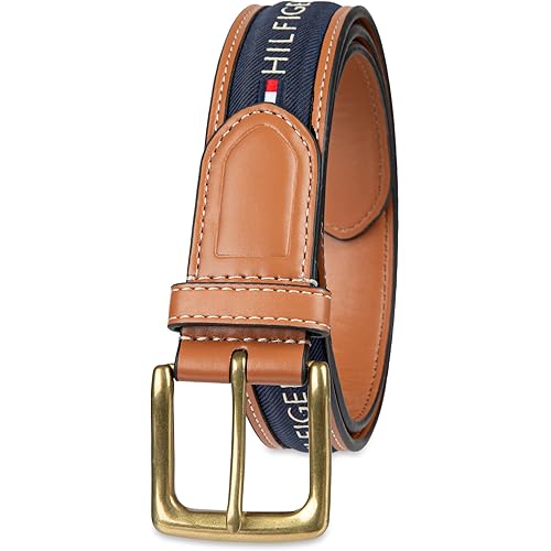 Tommy Hilfiger Men's Fabric Inlay Casual Belt With Classic Harness Buckle