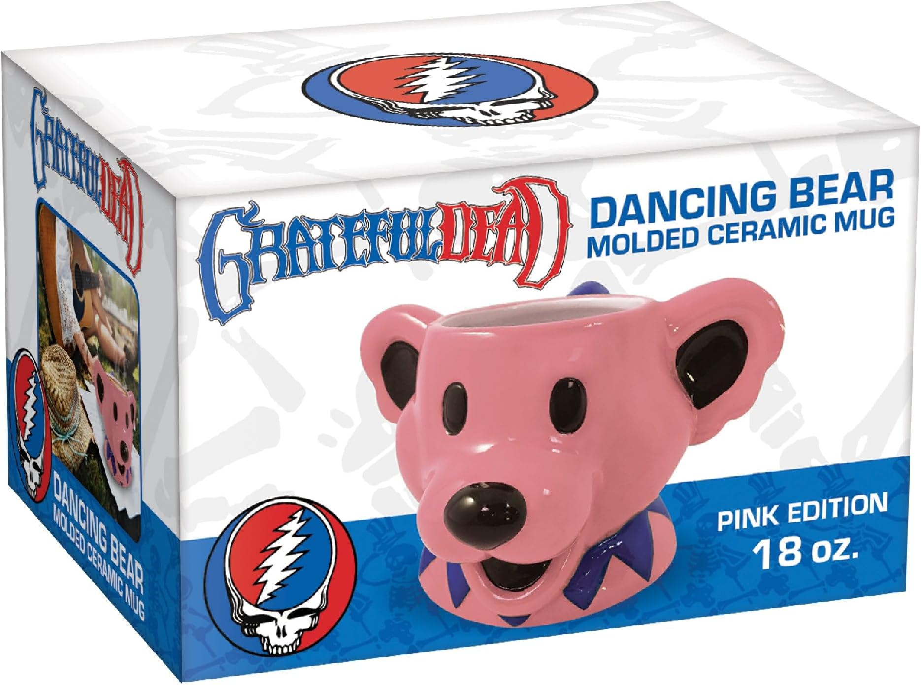 Grateful Dead Dancing Bear Head 18 oz Pink Molded Ceramic Mug