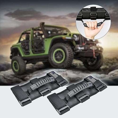 Miniatura 5 de Pack-2 Juego de asas de agarre automático, correa para manija de techo, correa para manija de automóvil, 3 correas, diseño de bandera