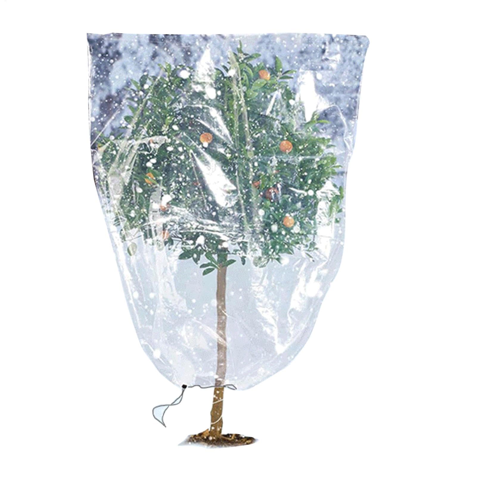 Plant Covers Freeze Protection | Clear Winter Plant Frost Bags,PE Plant Rain Frost Protector, Waterproof Plant Shelter Coverings With Drawstring For Winter Cold Weather