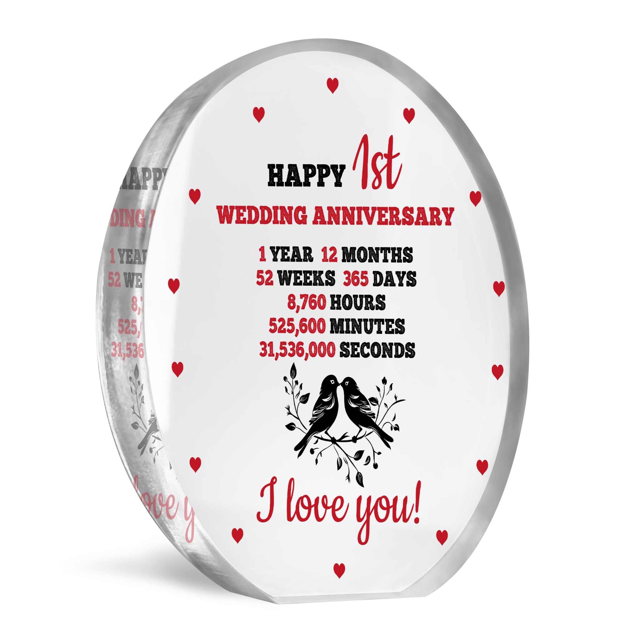 Red Ocean 1st Anniversary Wedding Gifts for Wife, Couples Gifts Acrylic Sign, 1st Wedding Anniversary for Wife Husband, Presents for Husband Wife, One Year Anniversary Keepsake