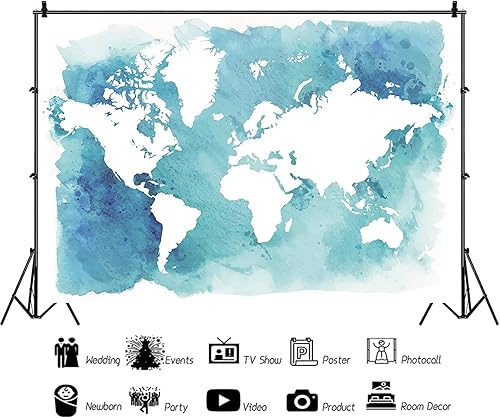 Miniatura 6 de Baocicco Telón de fondo de mapa marino de 10 x 6.5 pies, fondo de pantalla de mapa del mundo, fondo de pantalla, decoración de fiesta de cumpleaños