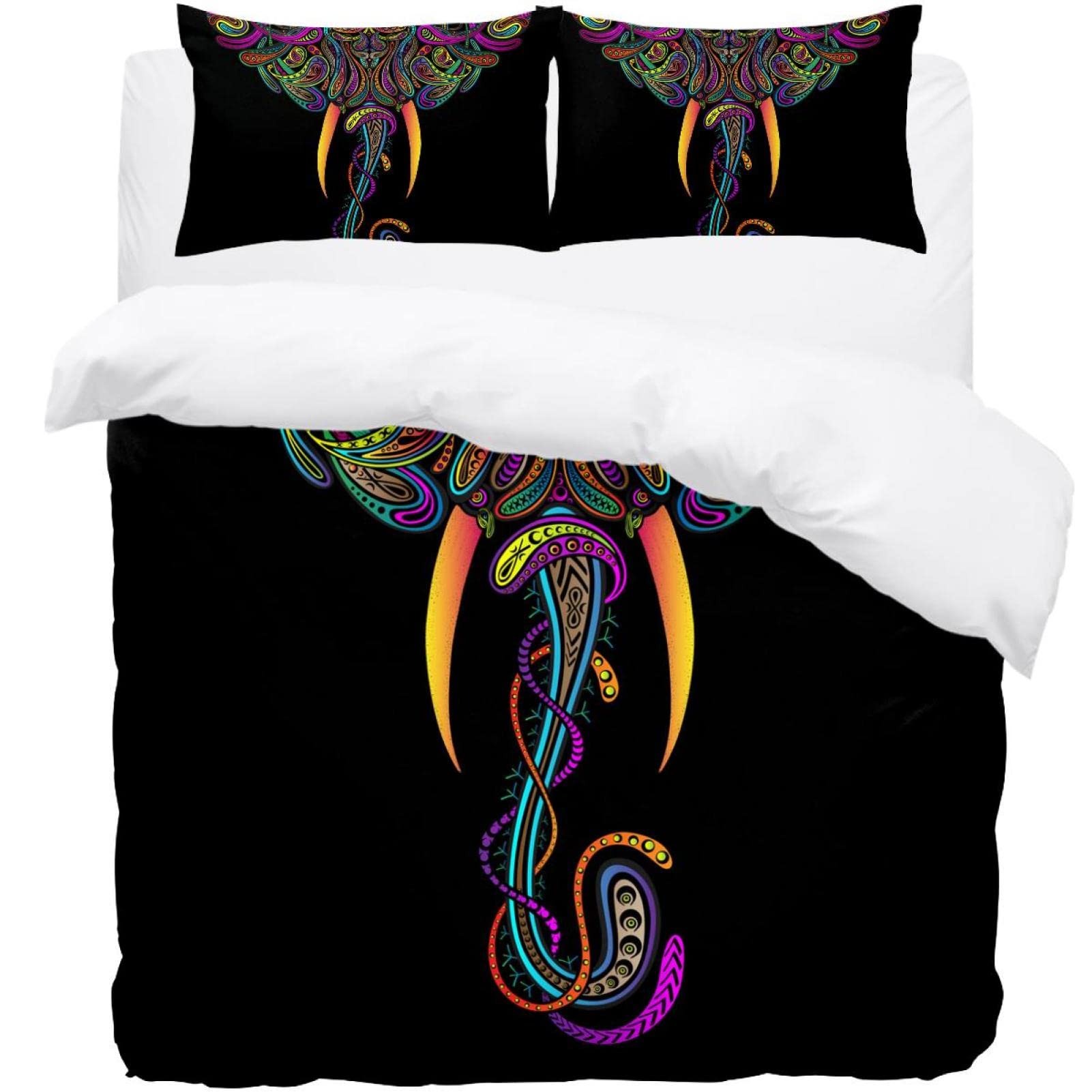 Housse de couette super douce motif cachemire floral éléphant pour un confort nocturne absolu