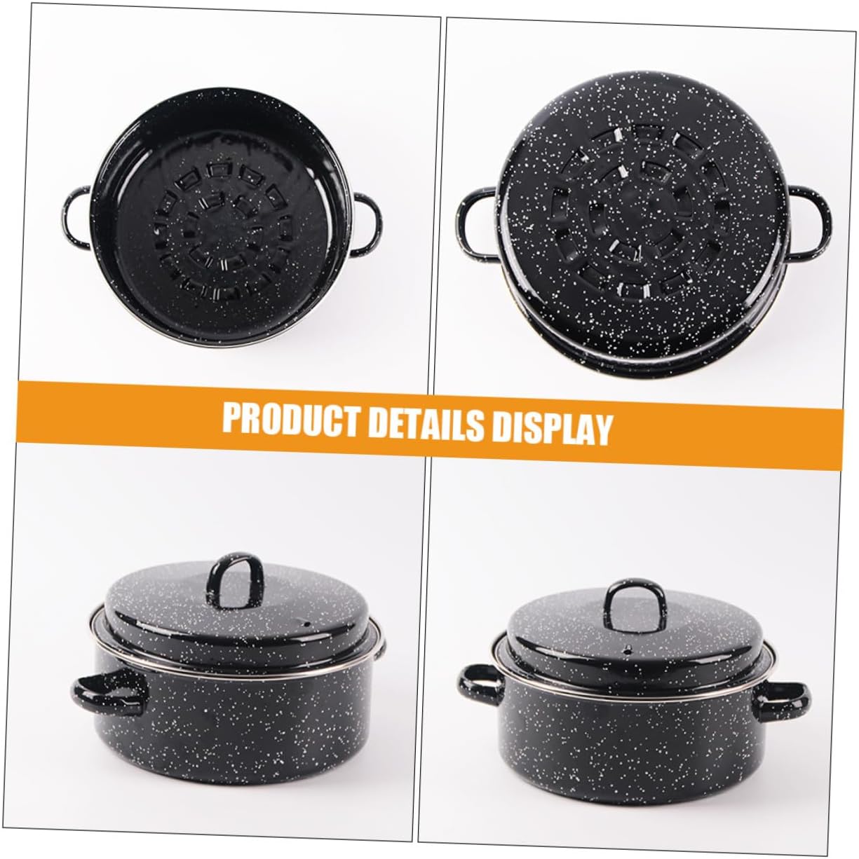 VICASKY Enamel Covered Roaster Pan Non-toxic Baking Dish for Sweet Potatoes Meats Vegetables Kitchen Cooking Accessory