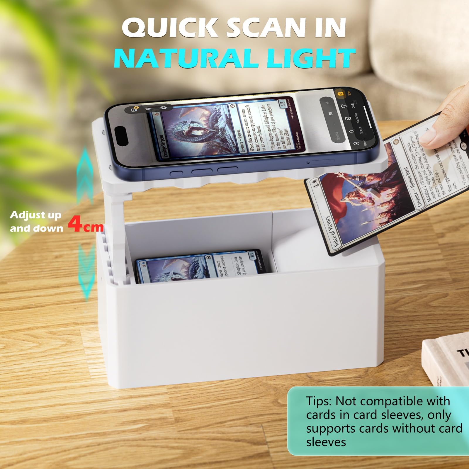 ALAFLY MTG Card Scanner Phone Holder, Compatible with Standard Size Unsleeved Trading Cards - Image 2