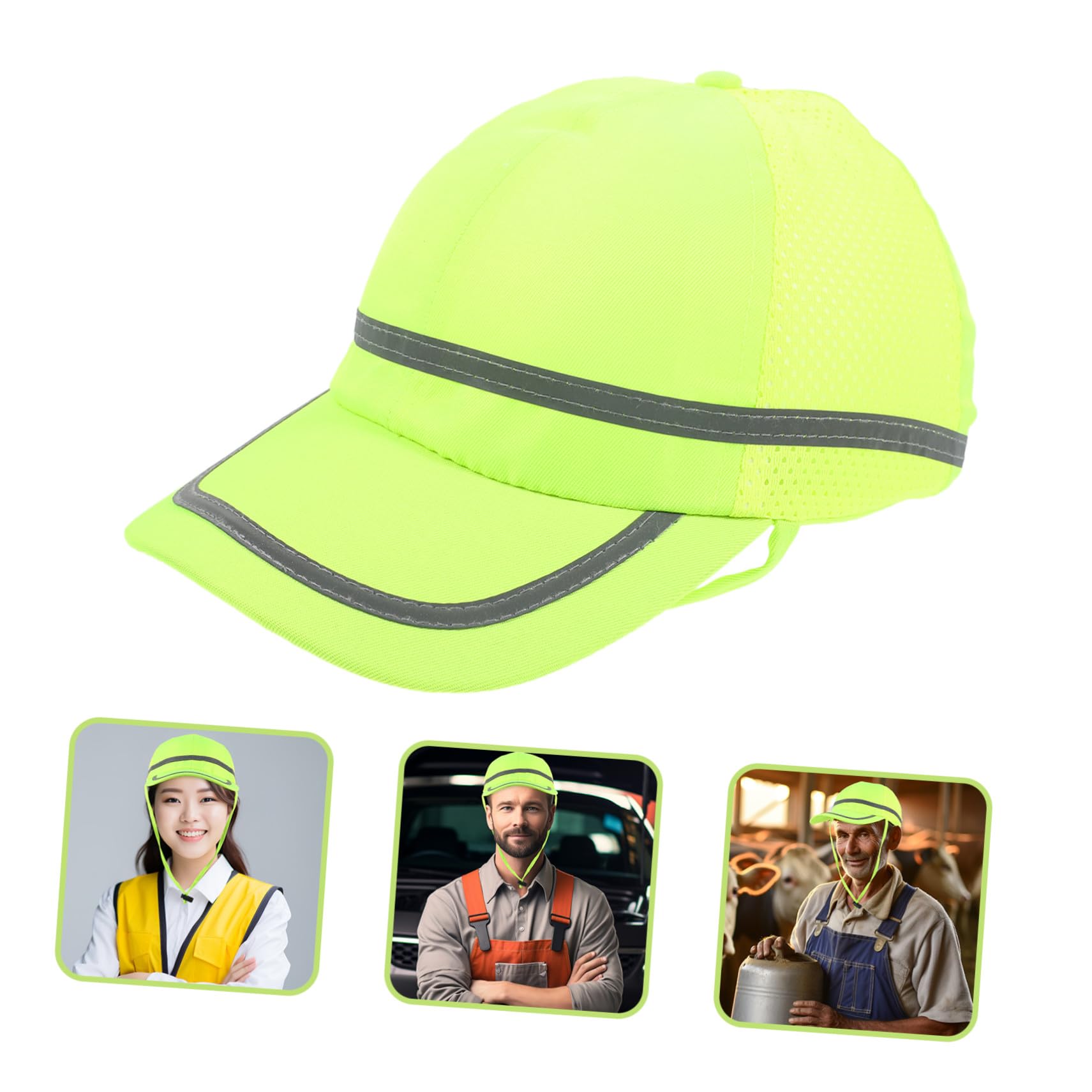 Casco de Seguridad de Plástico Bandas Reflectantes, Amarillo | Protección Solar para Exteriores E Industria, Forro de Tela Resistente, Uso en Taller y Mantenimiento