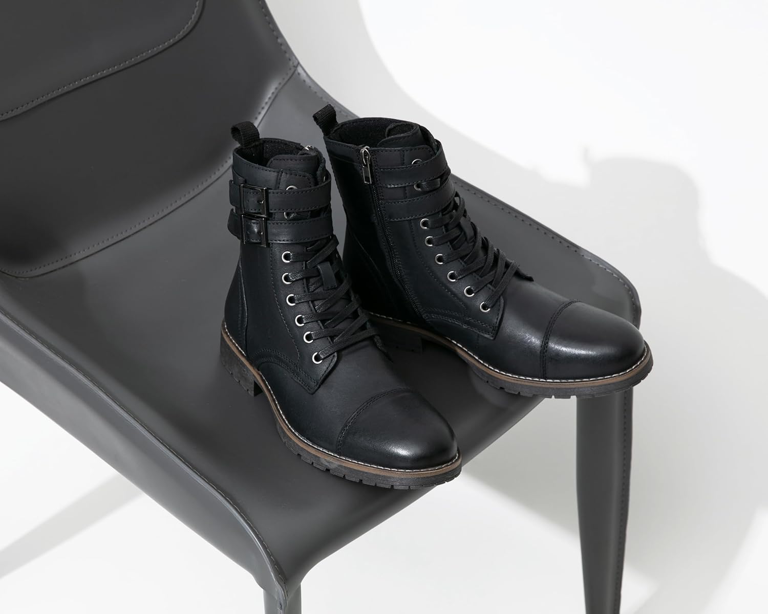 Vostey Mens Boots Motorcycle Casual Boots for Men Zipper Fashion Chukka Boots Mens - Image 6