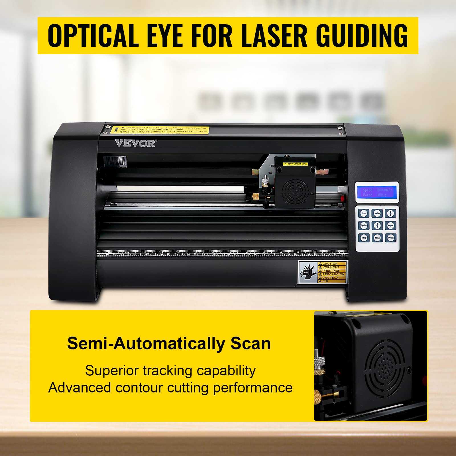 VEVOR Plotter da Taglio Vinile Semiautomatico con Luce Guida a LED, Modello KH-375A 375 mm Taglierina per Plotter Vinile Signmaster per Adesivi per Auto, Segnali Stradali, Palloncini, Caschi, ecc.
