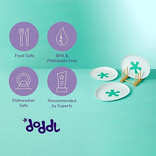 Miniatura 5 de doddl Plato para bebés y niños pequeños, base antideslizante, platos ergonómicos para autoalimentarse, para niños de 1 a 3 años, apto para
