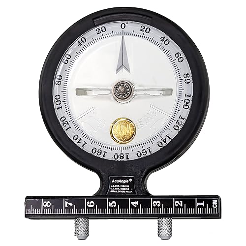 Baseline - Inclinómetro AcuAngle W54668 con pies ajustables para medición de precisión, prueba y evaluación de rango de movimiento de cuello,