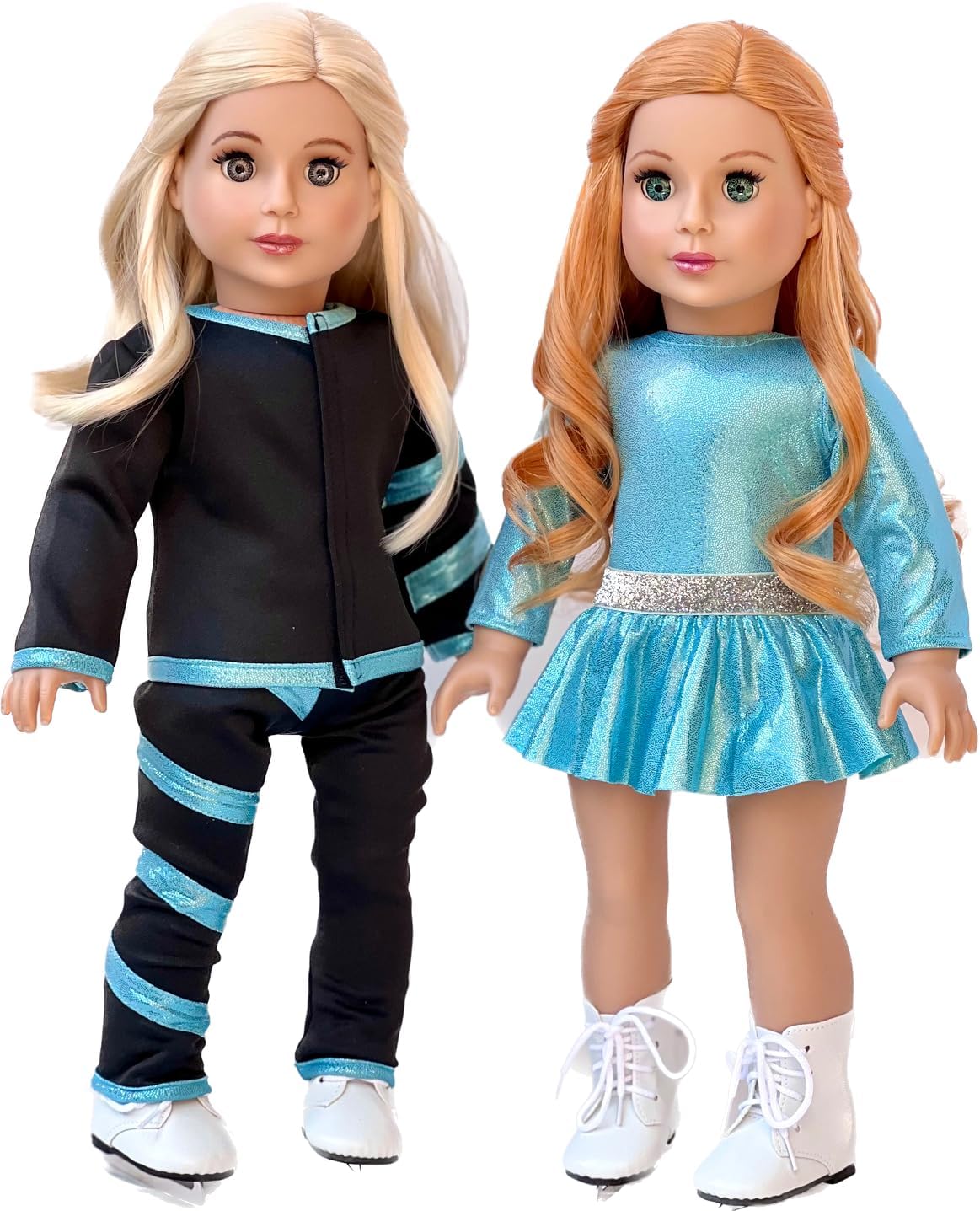 Super Skater - 18 Inch Doll Clothes - 2 Complete Ice Skating Outfits - 5 Pieces - Leotard, Skirt, Pants, Jacket, and 1 Pair of Skates (Dolls Not Included)
